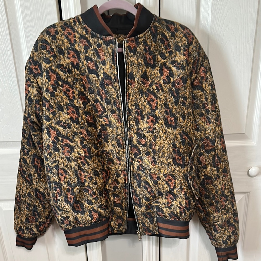 PARAGON Black and Brown Bomber Jacket with Ribbed Details